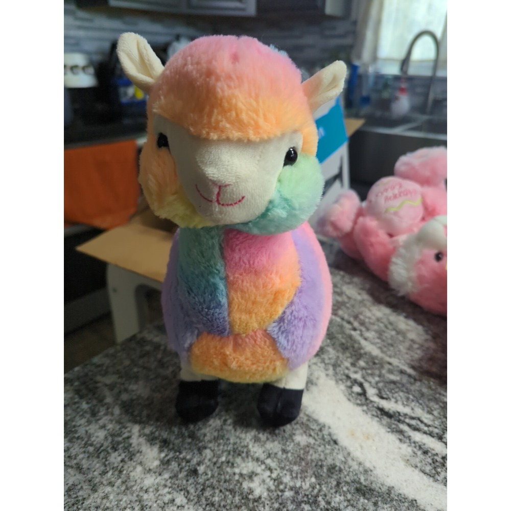 April The Alpaca Tie Dye Rainbow Sorbet  Stuffed Plush Peek-A-Boo Toy